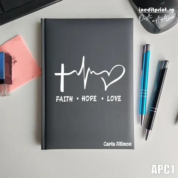 Agenda personalizata 2026 Faith Hope Love APC1 NEDATATA RT, Gri