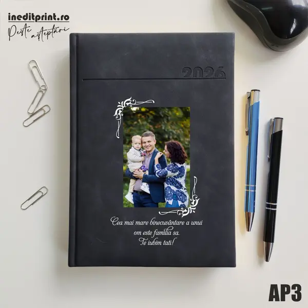 Agenda personalizata 2026 Foto + Text AP3 DELUXE PREMIUM, Chia Negru