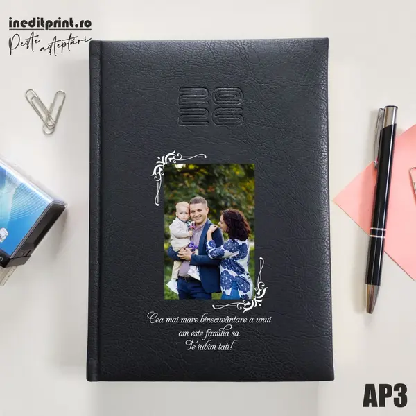 Agenda personalizata 2026 Foto + Text AP3 DELUXE PREMIUM, Chiavenna Negru