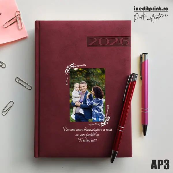 Agenda personalizata 2026 Foto + Text AP3 DELUXE PREMIUM, Teano Bordo
