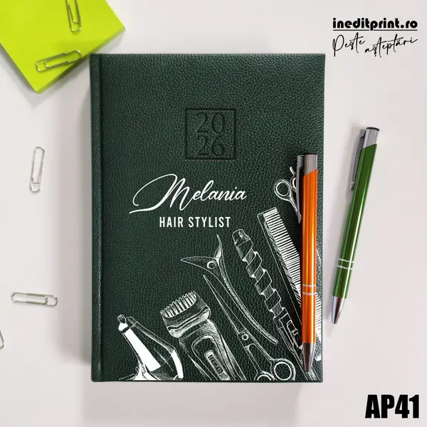 Agenda personalizata 2026 Hair Stylist AP41 DELUXE H, Edolo Verde