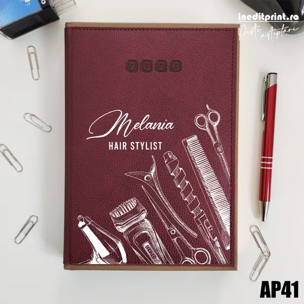 Agenda personalizata 2026 Hair Stylist AP41 DELUXE PREMIUM, Alghero Bordo