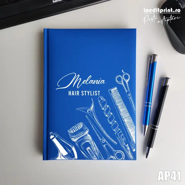 Agenda personalizata 2026 Hair Stylist AP41 NEDATATA RT, ALBASTRU