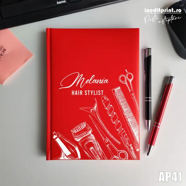 Agenda personalizata 2026 Hair Stylist AP41 NEDATATA RT, Rosu