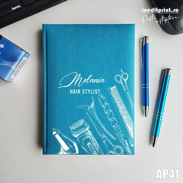 Agenda personalizata 2026 Hair Stylist AP41 NEDATATA RT, Turcoaz-Adria
