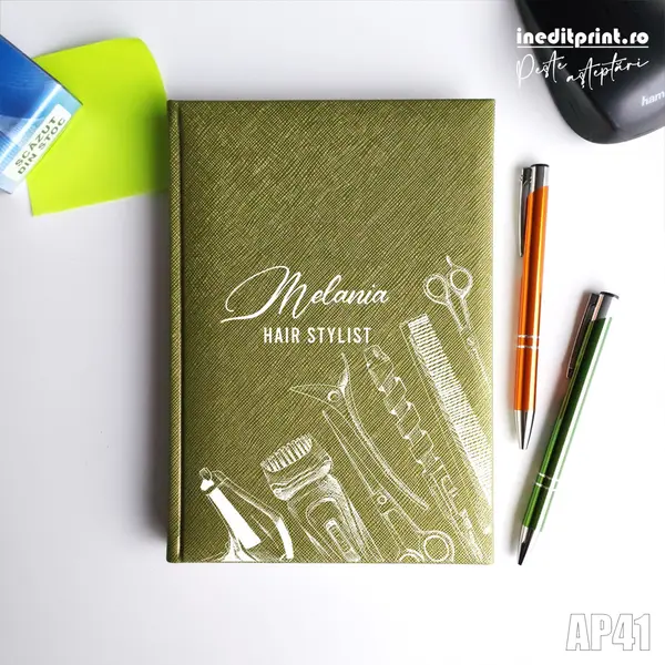 Agenda personalizata 2026 Hair Stylist AP41 NEDATATA RT, Verde-Adria