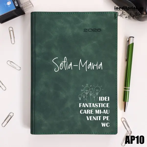 Agenda personalizata 2026 Idei noi AP10 DELUXE PREMIUM, Chia Suple Verde