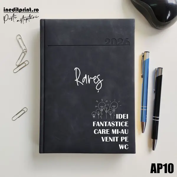 Agenda personalizata 2026 Idei noi AP10 DELUXE PREMIUM, Chia Negru