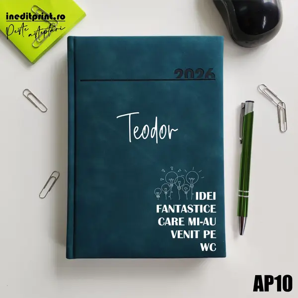 Agenda personalizata 2026 Idei noi AP10 DELUXE PREMIUM, Chia Verde Petrol