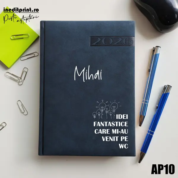 Agenda personalizata 2026 Idei noi AP10 DELUXE PREMIUM, Teano Albastru Inchis