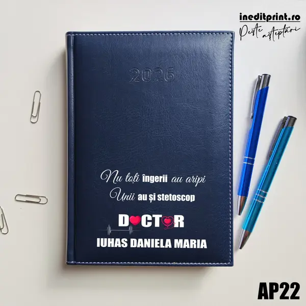 Agenda personalizata 2026 Ingeri cu stetoscop AP22 DELUXE H, Corinaldo Albastru