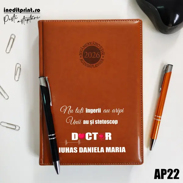 Agenda personalizata 2026 Ingeri cu stetoscop AP22 DELUXE PREMIUM, Amsterdam Maro