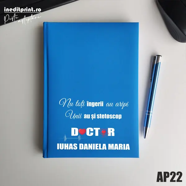 Agenda personalizata 2026 Ingeri cu stetoscop AP22 NEDATATA RT, Bleu
