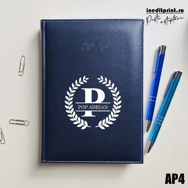 Agenda personalizata 2026 Initiala + Nume - AP4 DELUXE H, Corinaldo Albastru