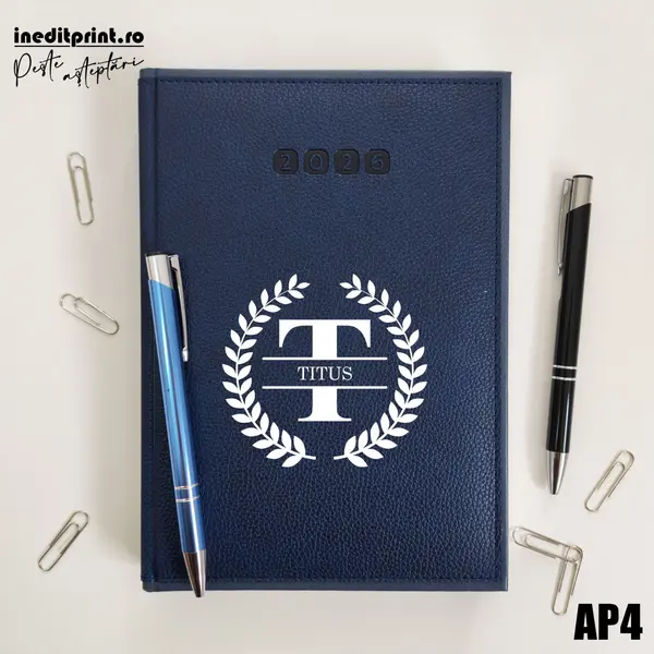 Agenda personalizata 2026 Initiala + Nume - AP4 DELUXE PREMIUM, Alghero Albastru