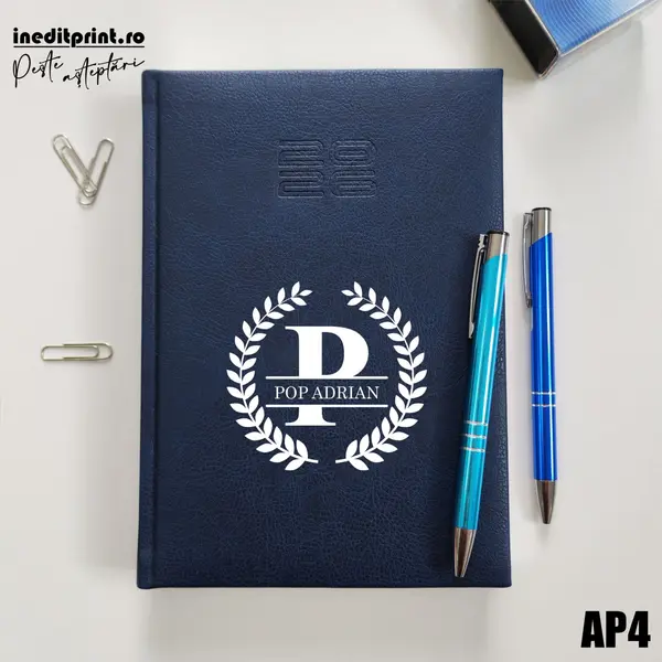 Agenda personalizata 2026 Initiala + Nume - AP4 DELUXE PREMIUM, Chiavenna Albastru