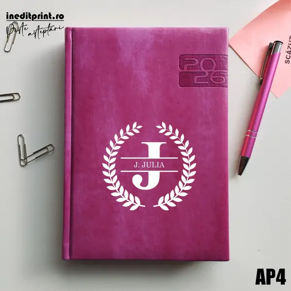 Agenda personalizata 2026 Initiala + Nume - AP4 DELUXE PREMIUM, Narni Purpuriu