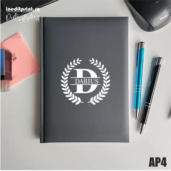 Agenda personalizata 2026 Initiala + Nume - AP4 NEDATATA RT, Gri