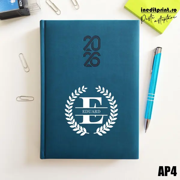 Agenda personalizata 2026 Initiala + Nume - AP4 STANDARD HT2, Albastru Petrol