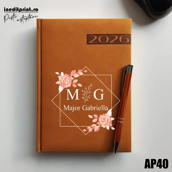 Agenda personalizata 2026 Initiala + Nume AP40 DELUXE PREMIUM, Teano Maro