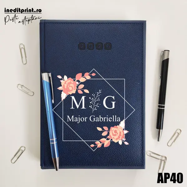 Agenda personalizata 2026 Initiala + Nume AP40 DELUXE PREMIUM, Alghero Albastru