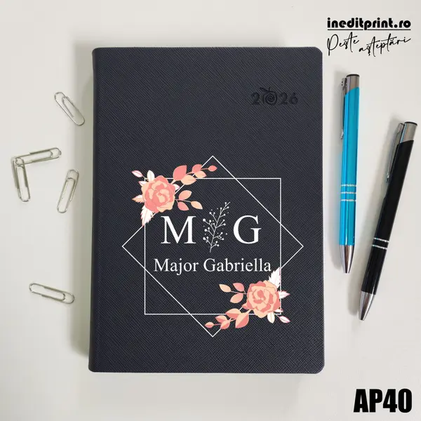 Agenda personalizata 2026 Initiala + Nume AP40 DELUXE PREMIUM, Ortisei Albastru