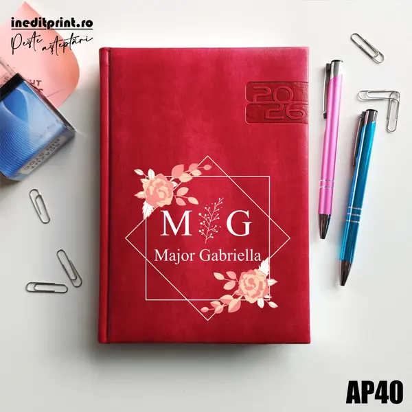 Agenda personalizata 2026 Initiala + Nume AP40 DELUXE PREMIUM, Narni Fucsia