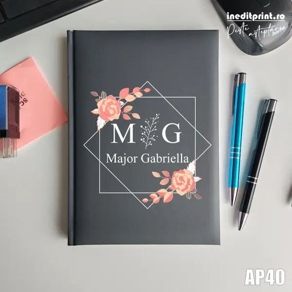 Agenda personalizata 2026 Initiala + Nume AP40 NEDATATA RT, Gri