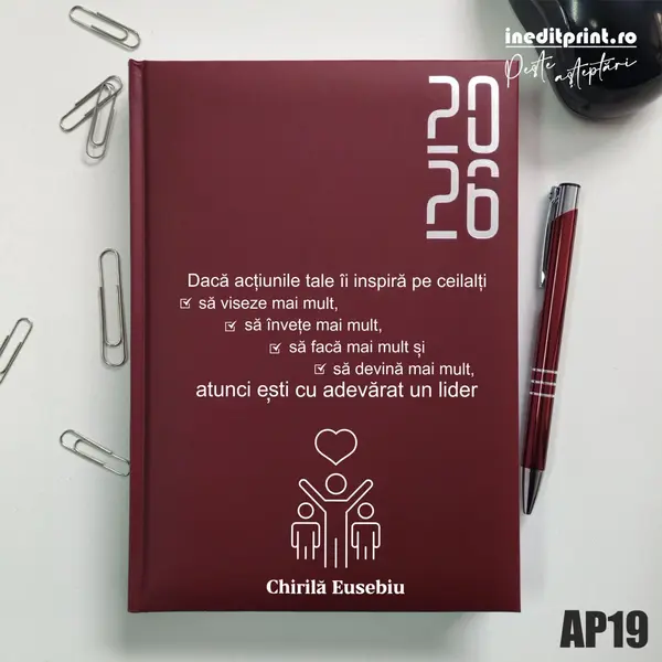 Agenda personalizata 2026 Lider adevarat AP19 DATATA RT, Bordo