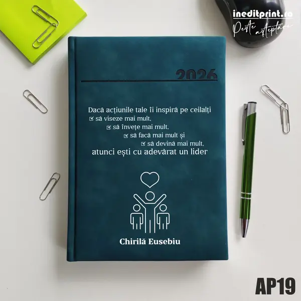 Agenda personalizata 2026 Lider adevarat AP19 DELUXE PREMIUM, Chia Verde Petrol