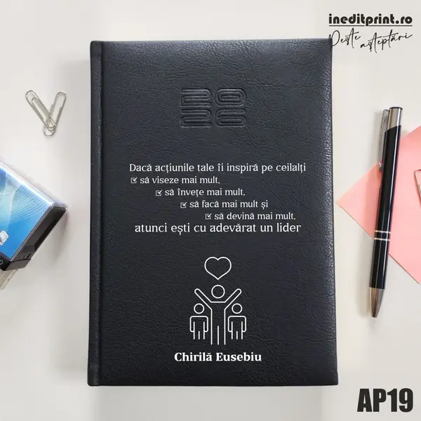 Agenda personalizata 2026 Lider adevarat AP19 DELUXE PREMIUM, Chiavenna Negru