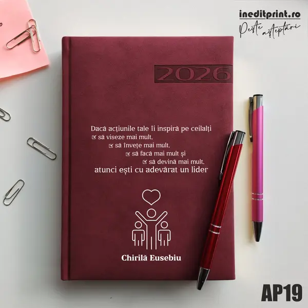 Agenda personalizata 2026 Lider adevarat AP19 DELUXE PREMIUM, Teano Bordo