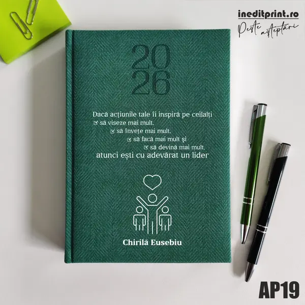 Agenda personalizata 2026 Lider adevarat AP19 DELUXE PREMIUM, Bard Verde