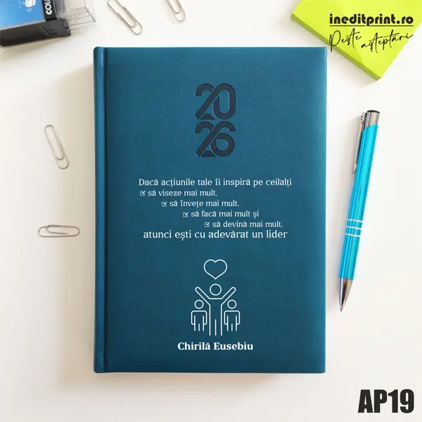 Agenda personalizata 2026 Lider adevarat AP19 STANDARD HT2, Albastru Petrol