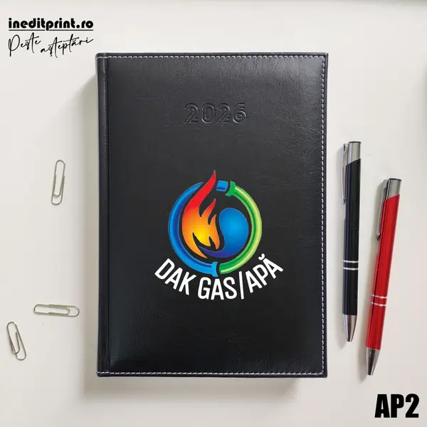 Agenda personalizata 2026 Logo + Nume AP2 DELUXE H, Corinaldo Negru