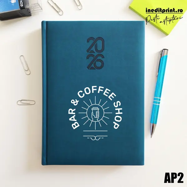 Agenda personalizata 2026 Logo + Nume AP2 STANDARD HT2, Albastru Petrol