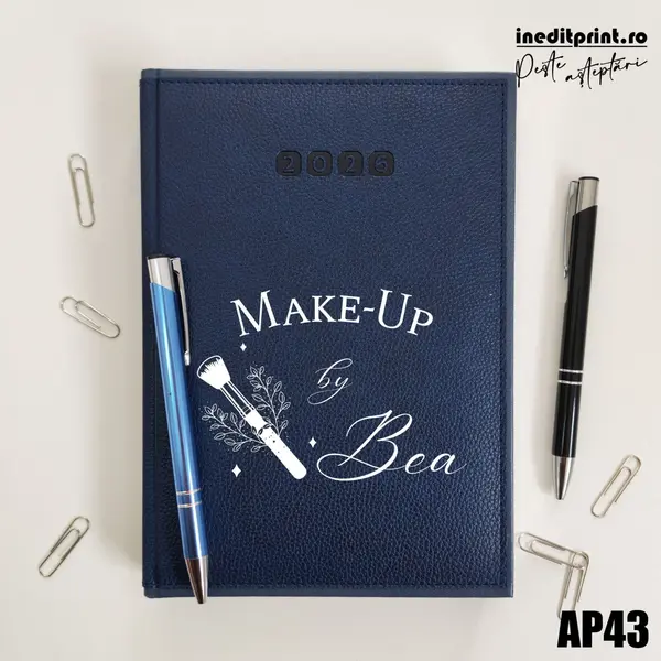 Agenda personalizata 2026 Make-Up AP43 DELUXE PREMIUM, Alghero Albastru