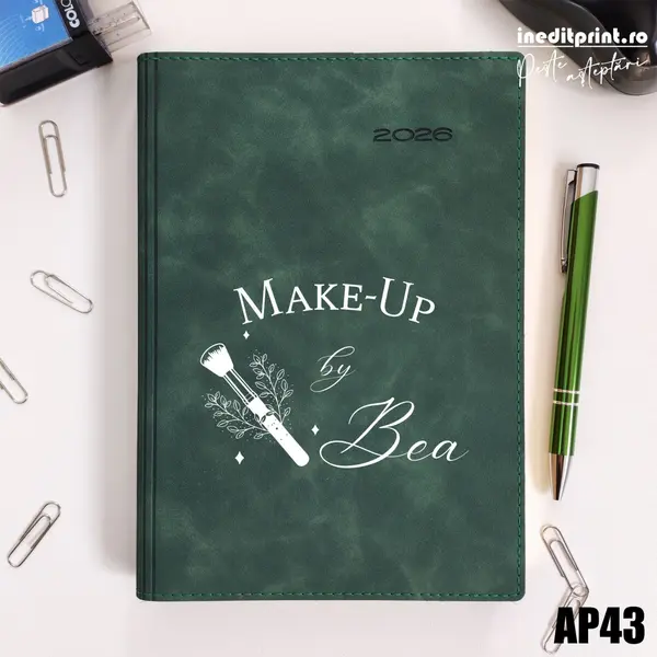 Agenda personalizata 2026 Make-Up AP43 DELUXE PREMIUM, Chia Suple Verde