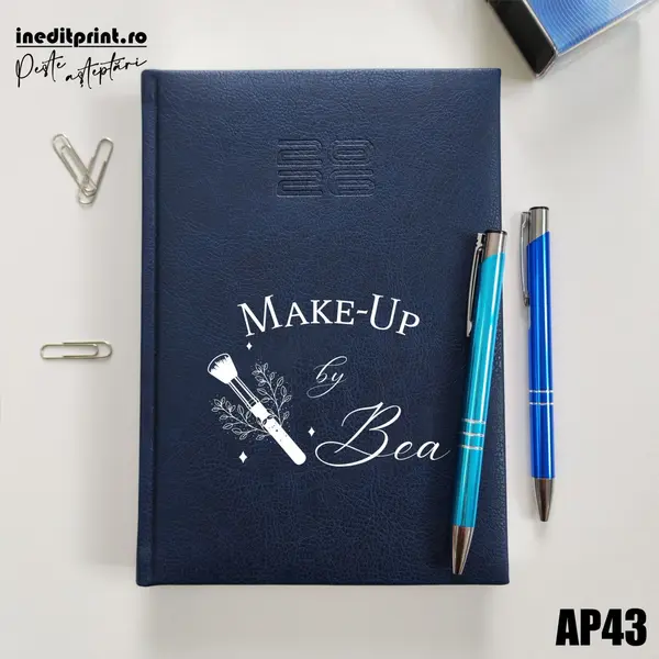 Agenda personalizata 2026 Make-Up AP43 DELUXE PREMIUM, Chiavenna Albastru