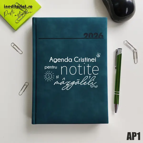Agenda personalizata 2026 mazgaleli - AP1 DELUXE PREMIUM, Chia Verde Petrol
