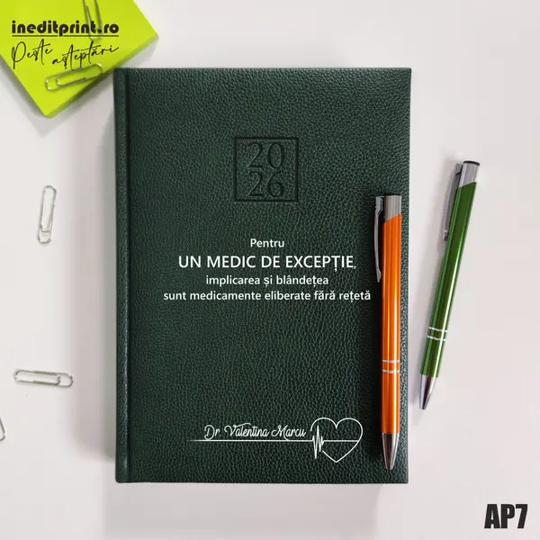 Agenda personalizata 2026 Medic de exceptie AP7 DELUXE H, Edolo Verde