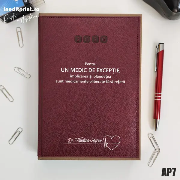 Agenda personalizata 2026 Medic de exceptie AP7 DELUXE PREMIUM, Alghero Bordo