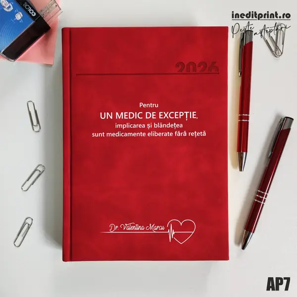 Agenda personalizata 2026 Medic de exceptie AP7 DELUXE PREMIUM, Chia Rosu