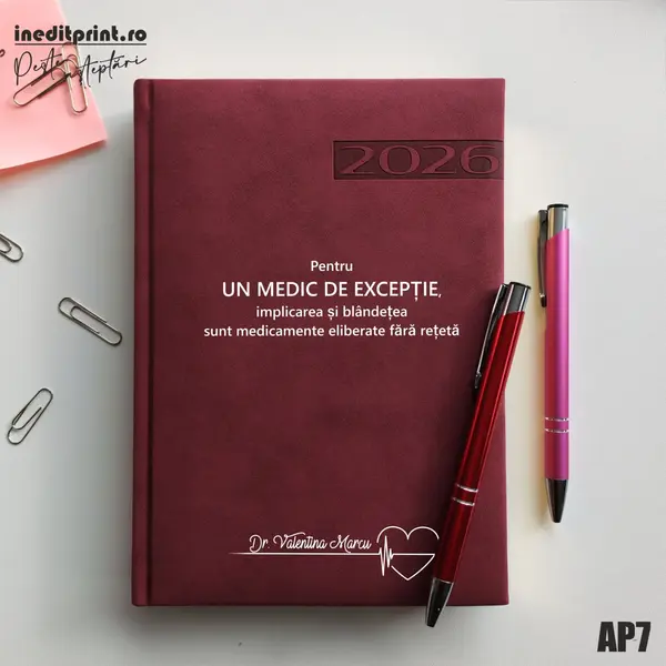 Agenda personalizata 2026 Medic de exceptie AP7 DELUXE PREMIUM, Teano Bordo