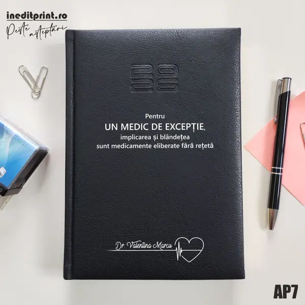 Agenda personalizata 2026 Medic de exceptie AP7 DELUXE PREMIUM, Chiavenna Negru