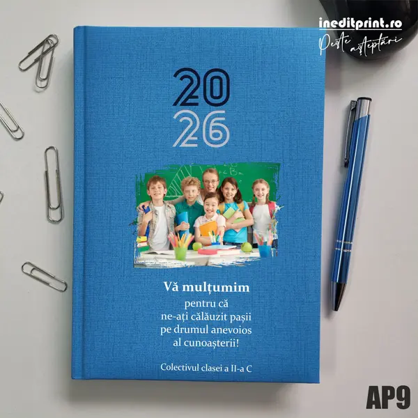 Agenda personalizata 2026 Multumiri AP9 Datata C, Turcoaz