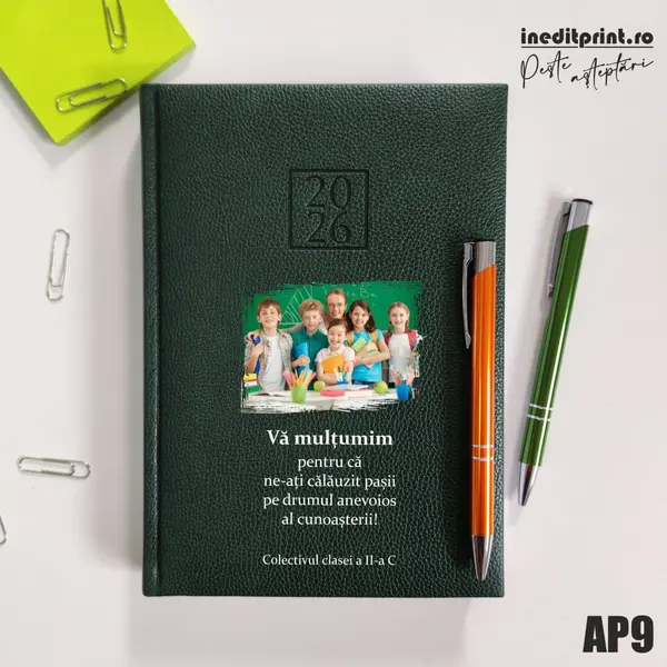 Agenda personalizata 2026 Multumiri AP9 DELUXE H, Edolo Verde