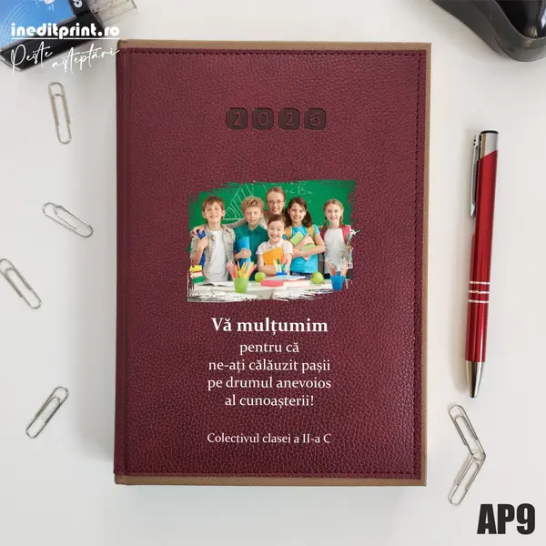 Agenda personalizata 2026 Multumiri AP9 DELUXE PREMIUM, Alghero Bordo
