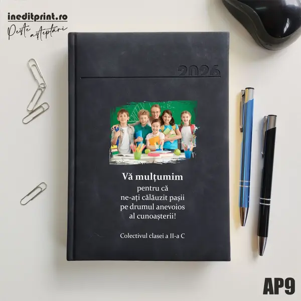 Agenda personalizata 2026 Multumiri AP9 DELUXE PREMIUM, Chia Negru