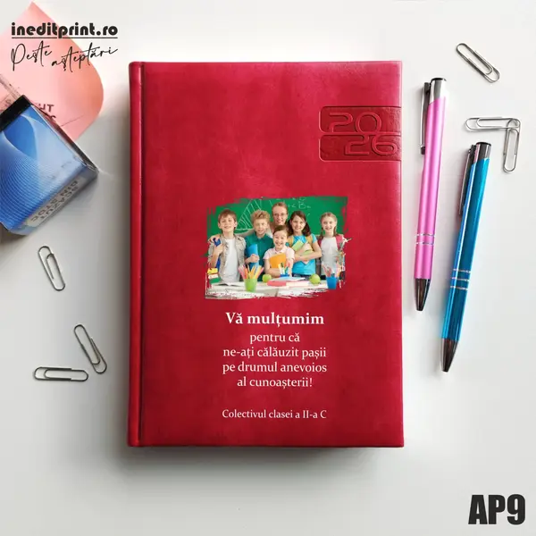 Agenda personalizata 2026 Multumiri AP9 DELUXE PREMIUM, Narni Fucsia